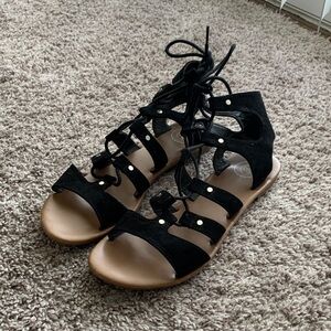 SO Black Lace-Up Sandals